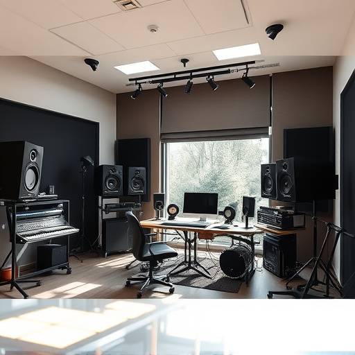Imagen del interior del estudio de Estudio Visual Aurora, mostrando el equipo de grabación y edición.